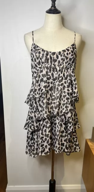 Witchery Animal Leopard Print Tunic Top Long Cami Mini Dress Sleeveless - Medium