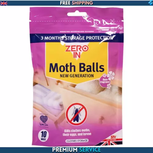 Zero In ZER436 Moth Balls – Pack of 10, White NEW FREE DELIVERY