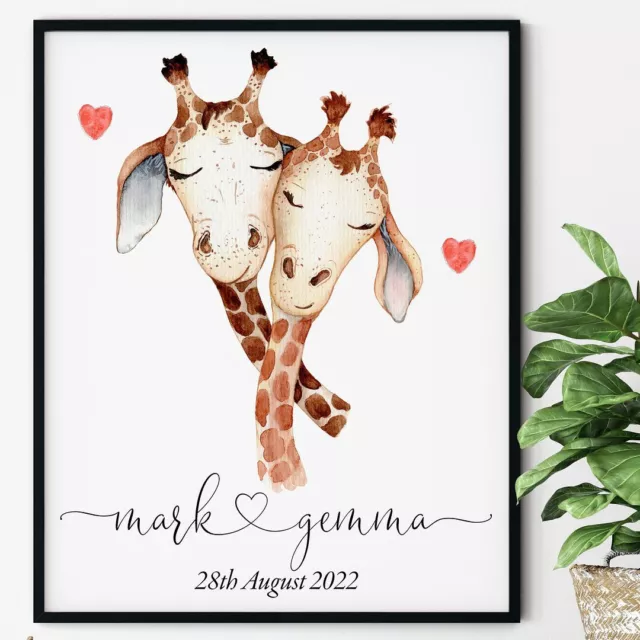 Personalised Giraffe Print Gift For Him Or Her Anniversary Engagment Wedding