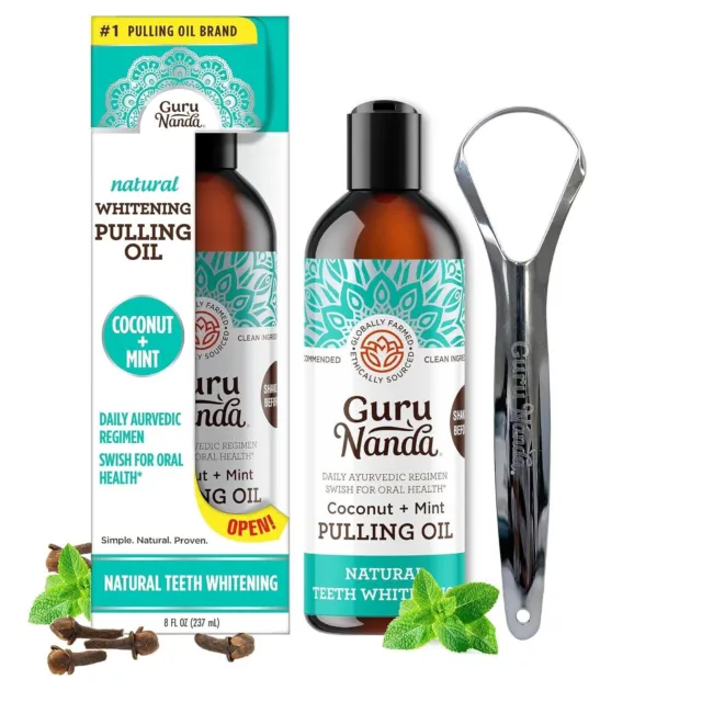 237ml Guru-Nanda Oil Pulling Coconut & Mint Mouthwash - Natural Teeth Whitening