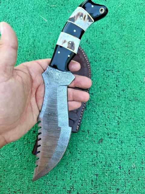 EDC Custom Handmade Damascus Steel Hunting Fixed Blade Knife Survival Camping