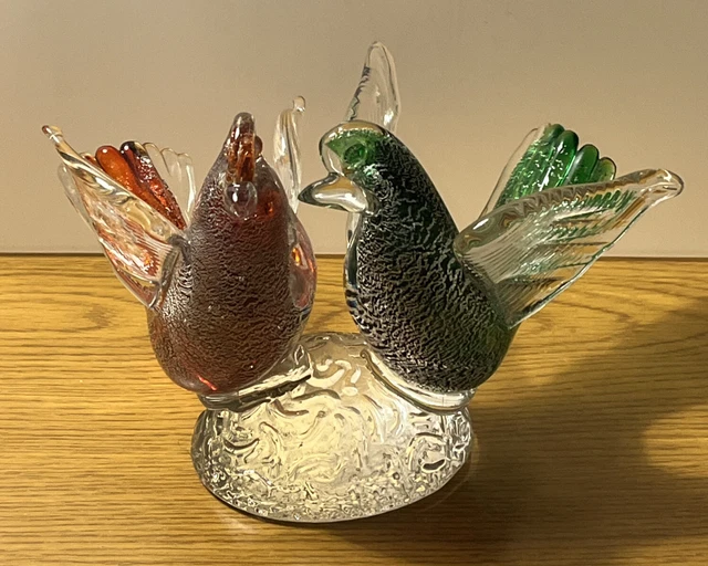 Art Glass double bird sculpture