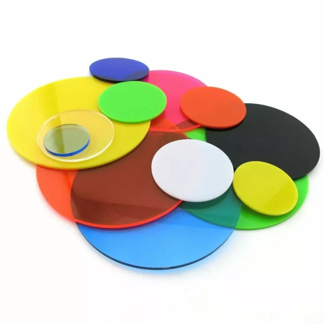 Coloured Perspex Acrylic Round Sheet Plate Plastic Cut Panels Crafts DIY 2.3mm