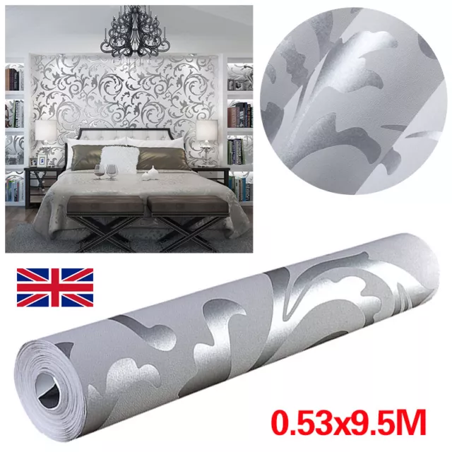 3D Embossed Wave Wallpaper Silver Grey Non-woven Living Room Wall Cover Decors R