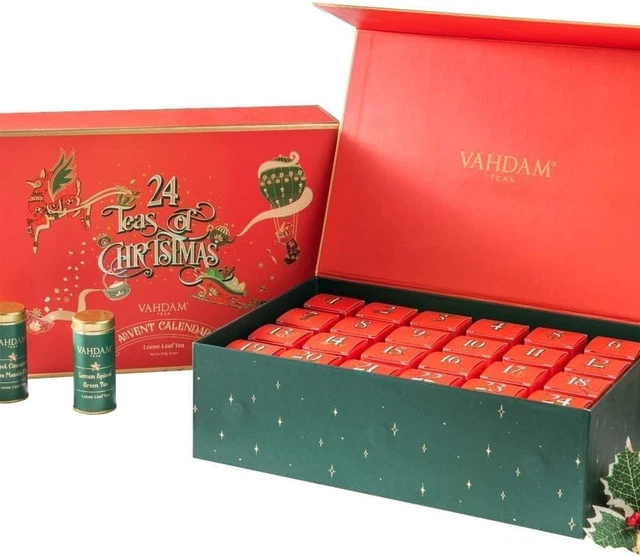 , Cadeau Noël Thé Coffret 2023 | Saveurs Uniques | 24 Thés En Vrac - Coffret Cad