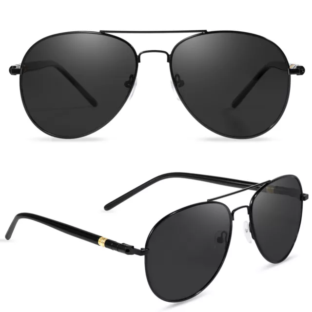 2 Pack Classic Aviator Sunglasses with Polarized Lens Pilot Style Unisex Adult