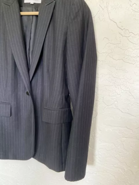 Calvin Klein Women's Size 2 Navy Striped Button Blazer Suit Jacket Career 3