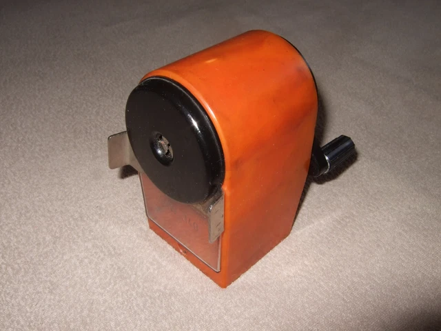 alte DDR Bleistiftspitzmaschine, ASW 140, Spitzer, etwa 1980, sehr gut, Orange