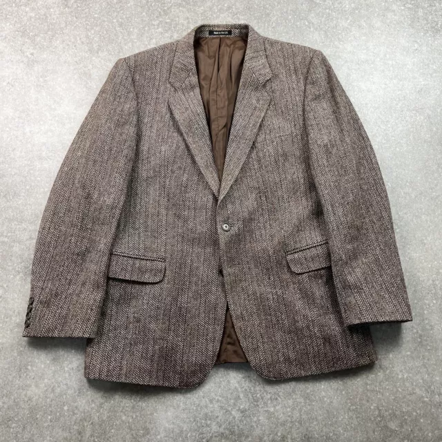 Vintage St Michael Grey Herringbone Pure New Wool Blazer Men’s 42 Made In Uk