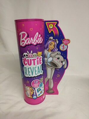 BARBIE CUTIE REVEAL Doll with Bunny Plush and Grey Bunny Costume & 10