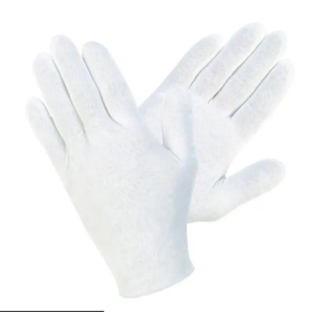 24 Pr / 2 Doz 100% Cotton Lightweight White Lisle Coin Jewelry Inspection Gloves 3