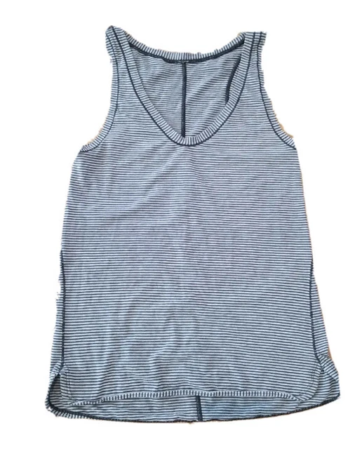 LULULEMON Circadian Tank Top WOMENS SZ 4 Tonka Stripe Heathered Black Angel Wing
