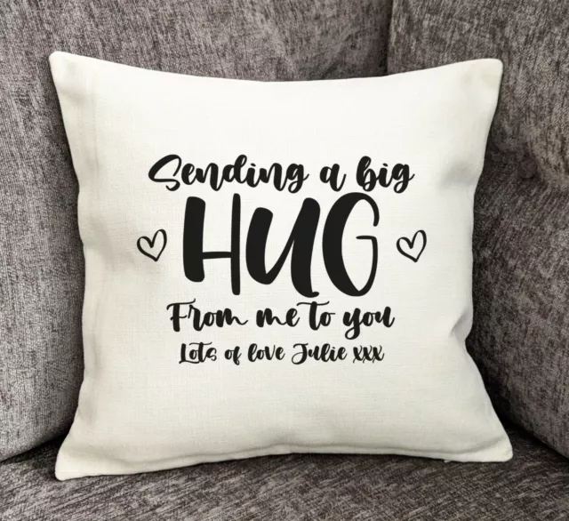 Personalised Hug Cushion Cover - Send A Hug - Thoughtful Gift - Thinking of You