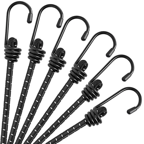 RIO Direct Bungee Cords with Hooks 12 Inch - Black Bungee Cords Heavy Duty Ou...