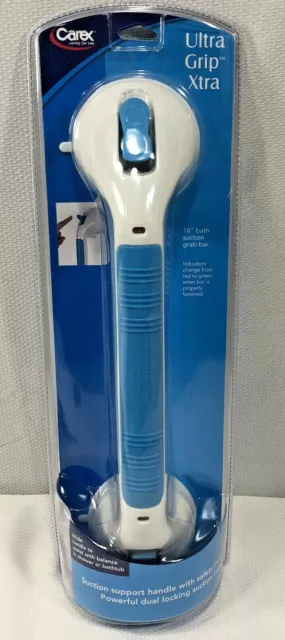 Carex Suction Shower Grab Bar – 16” Ultra Grip Shower Handle - Dual Locking Grip