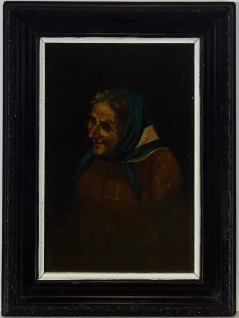 Framed Early 20th Century Oil - The Old Lady