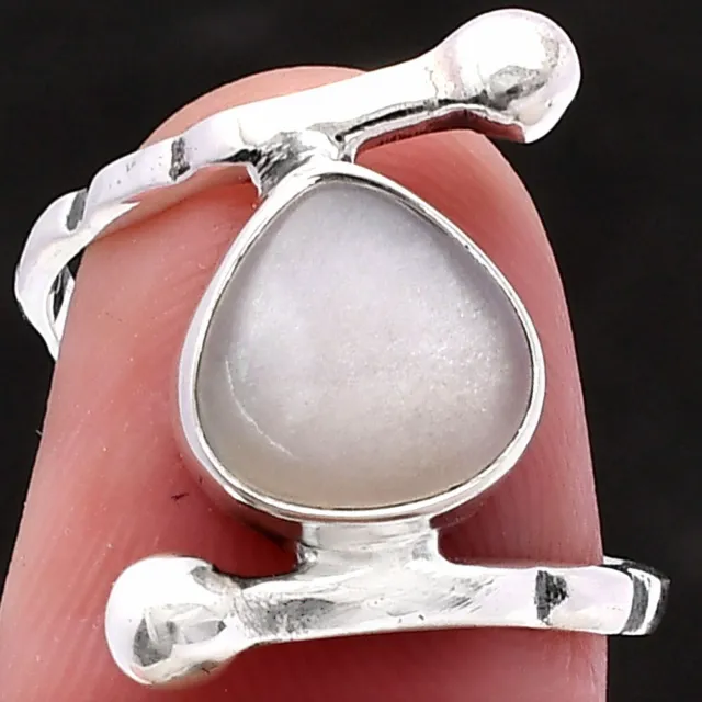 Natural Srilankan Moonstone 925 Sterling Silver Ring s.8 Jewelry R-1546