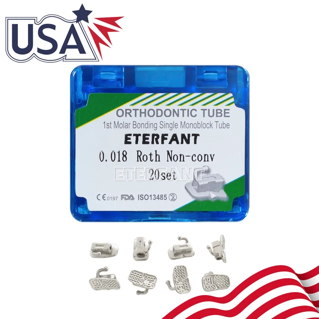 80PCs ETERFANT Dental Ortho Buccal Tube Monoblock 1st Molar Roth 018 Bondable US