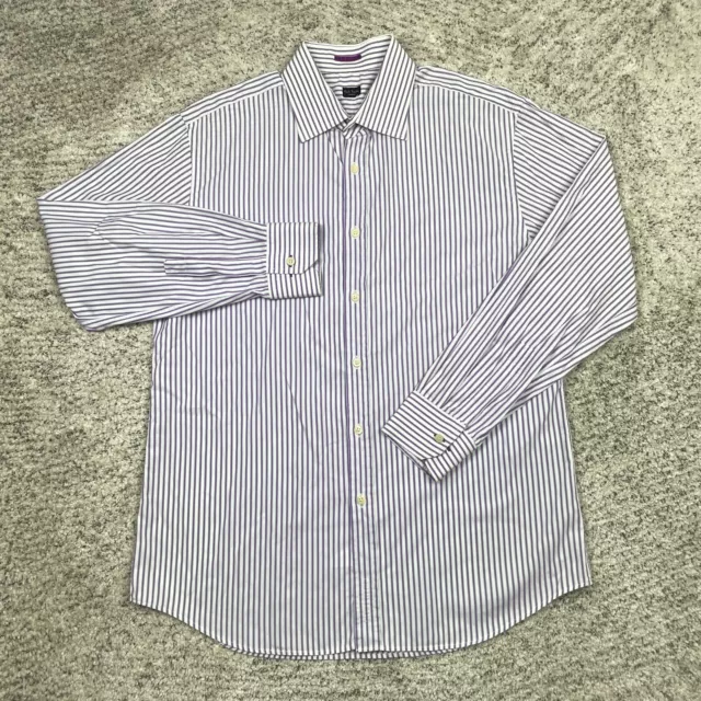 Paul Smith Shirt Mens 17 43 Pink Purple Stripe Made In Italy Long Sleeve GUC