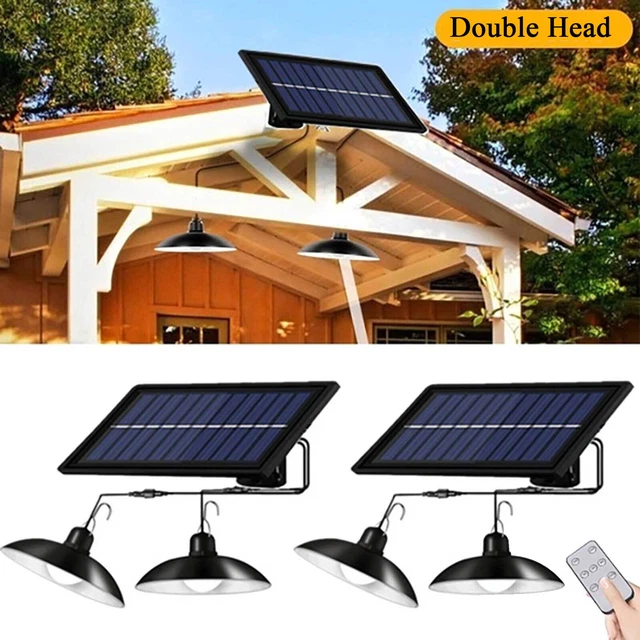 2x LED Solar Power Pendant Lights Garage Shop Lamp Shed Barn Gazebo Yard Outdoor