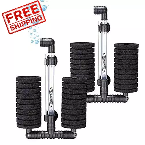 Aquarium Bio Sponge Filter 2 PCS for Fry Betta Shrimp Fish Tank Up to 55 Gal