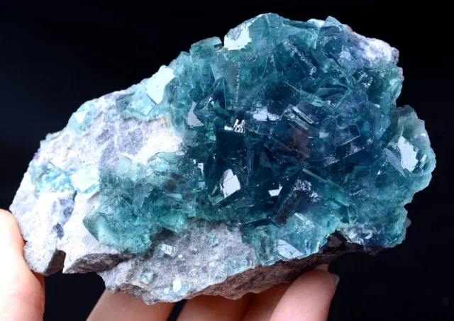363g New Find Transparent Blue Cube Fluorite CRYSTAL CLUSTER Mineral  Specimen