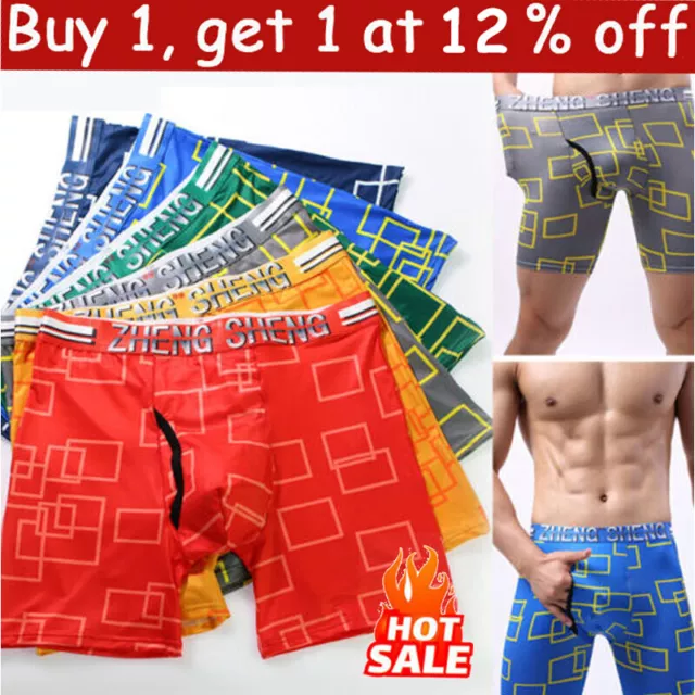 Mens Boxer Shorts Trunks Briefs Underwear Long Leg Bulge Pouch Boxers Underpants