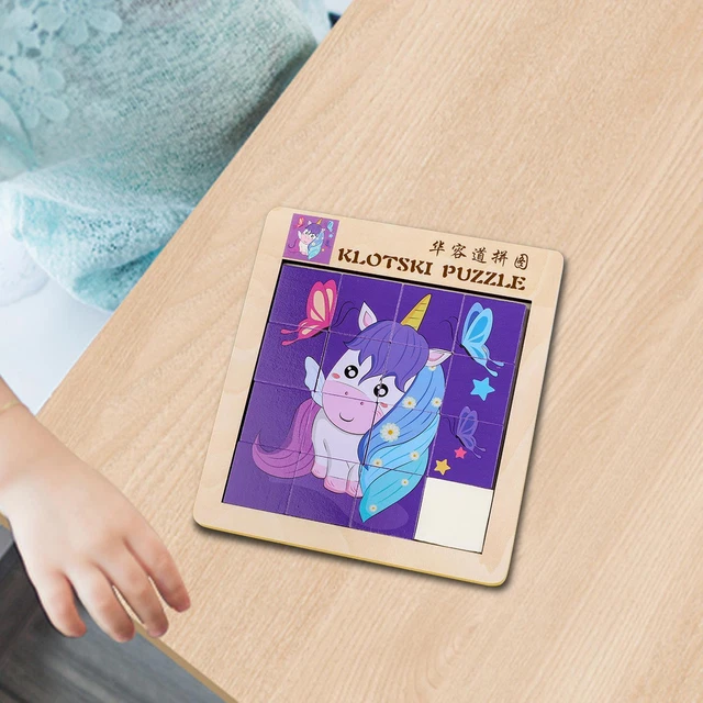 Number Slide Cartoon Puzzle Educational Toy Wood Puzzles Board for Baby Kids