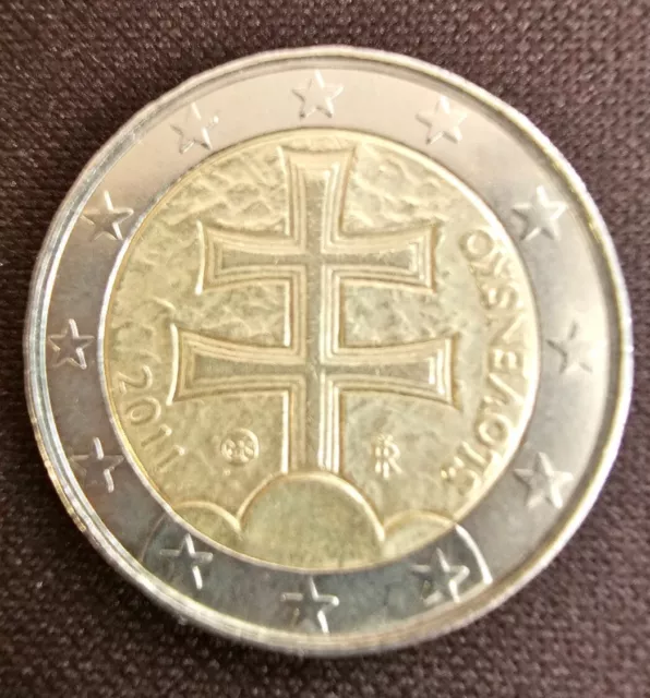 2 Euro Münze 2011 Slowakei SLOVENSKO Doppelkreuz Fehlprägung, sehr selten