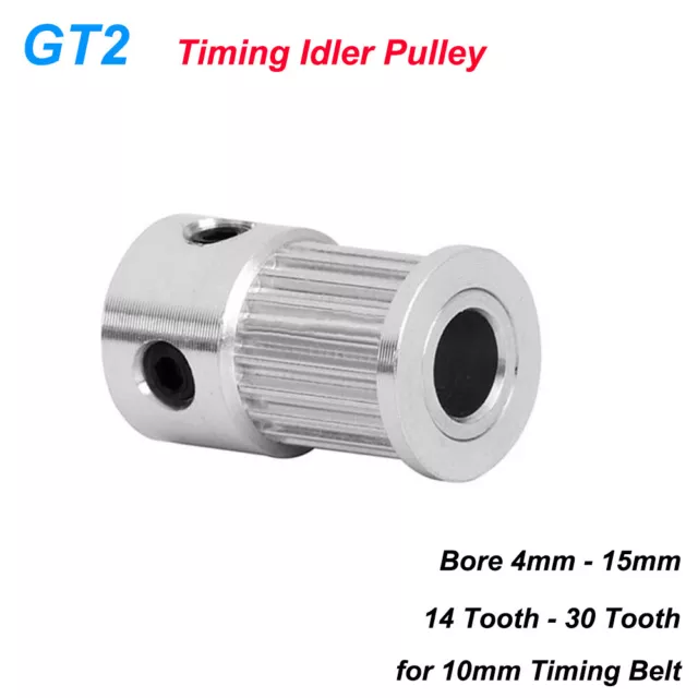 GT2 10mm Timing Belt Idler Drive Pulley 14T-30T Bore 4-15mm for CNC 3D Printer