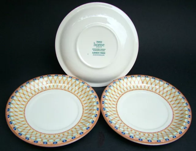 THREE Johnson Brothers 2005 Lemon Tree Tea or Coffee Cup Saucers 15cmw - in VGC 2