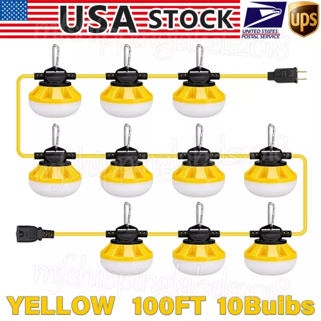 100FT Construction String Lights LED Industrial Grade Super Bright Work Light US