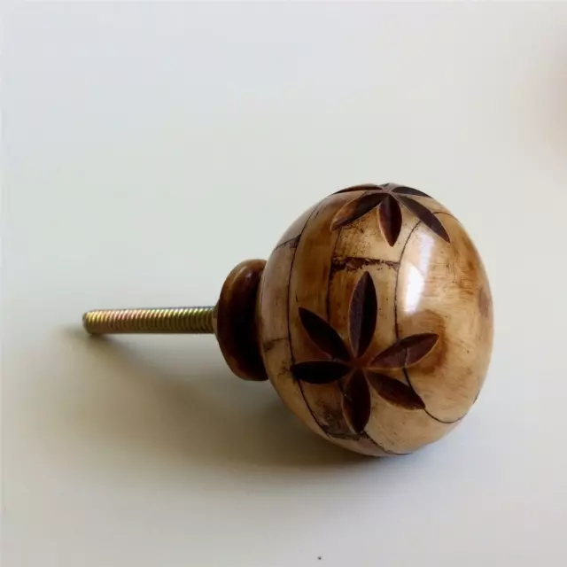 Rustic Hand Carved Bone Cabinet Knobs Dresser Drawer Pulls
