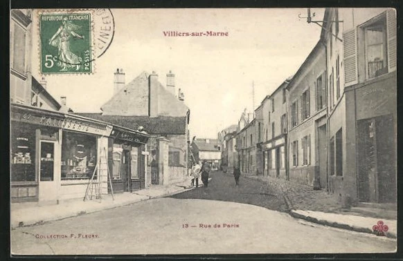 CPA Villiers-sur-Marne, Rue de Paris, vue de la rue