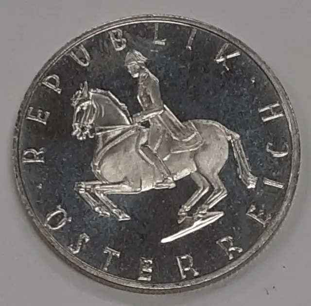 1966 Austria 5 Shillings Proof Silver Coin W/Toning