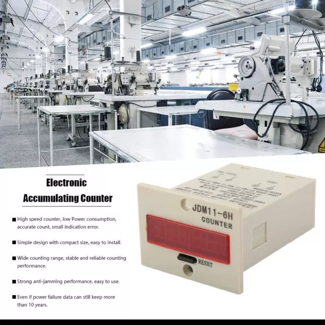 Elektronischer Zähler Digital JDM11-6H Kunststoff LED Manueller Reset Panel 3