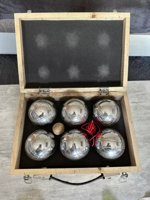 Boule Kugeln Set Mit massiven Kugeln und echt Holz Box