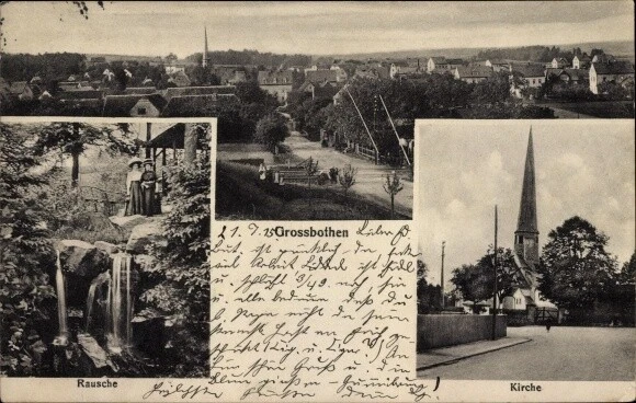 Ak Großbothen Grimma in Sachsen, Teilansicht, Rausche, Kirche - 3390308