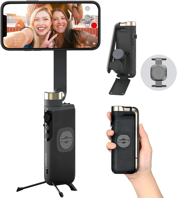 PowerVision S1,Smartphone Gimbal - Portable, Wireless Charging, 3-Axis Stabiliza