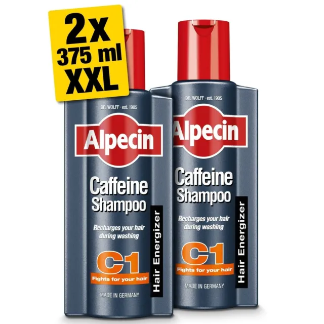 Alpecin Caffeine Shampoo C1 XXL 2x 375ml Natural Hair Growth Shampoo for Men