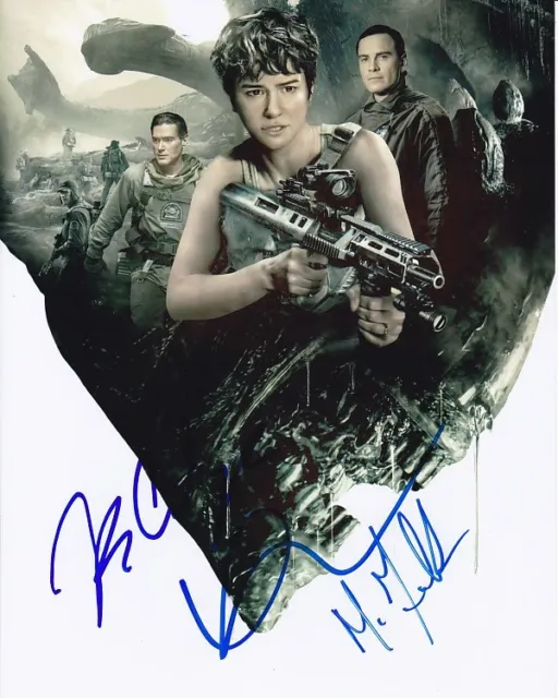 MICHAEL FASSBENDER KATHERINE WATERSTON BILLY CRUDUP signed 8x10 ALIEN photo