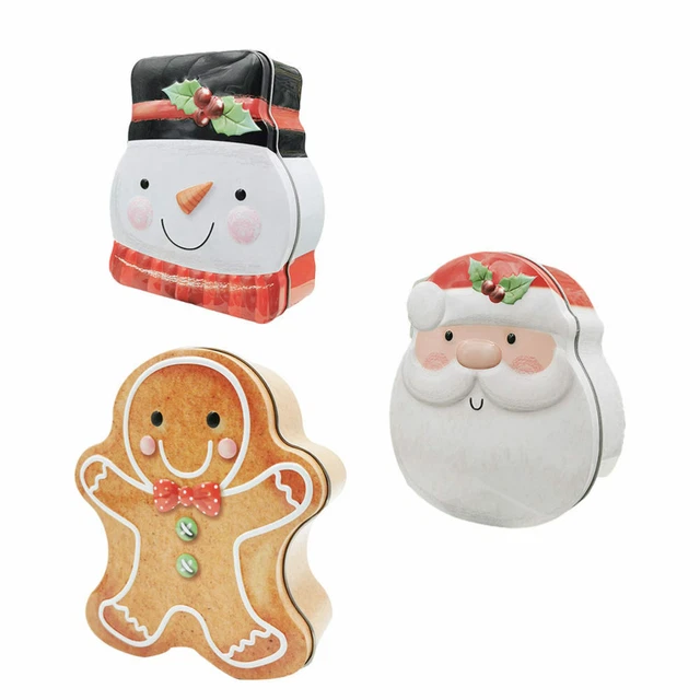 3 pz Alien Christmas Scatola di latta a forma di uomo pan di zenzero mini