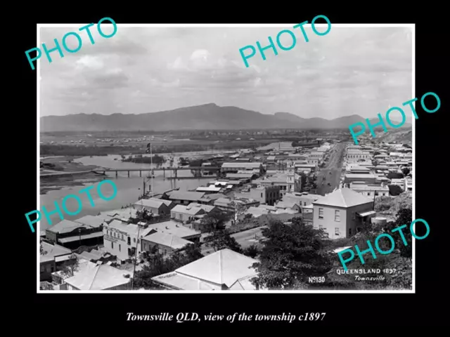 Old Large Historic Photo Of Townsville Qld View Of The Township 1897 1