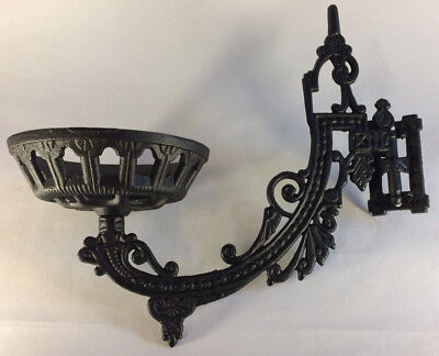 New Early American / Victorian Style 11" Cast Iron Wall Bracket For Oil Lamps