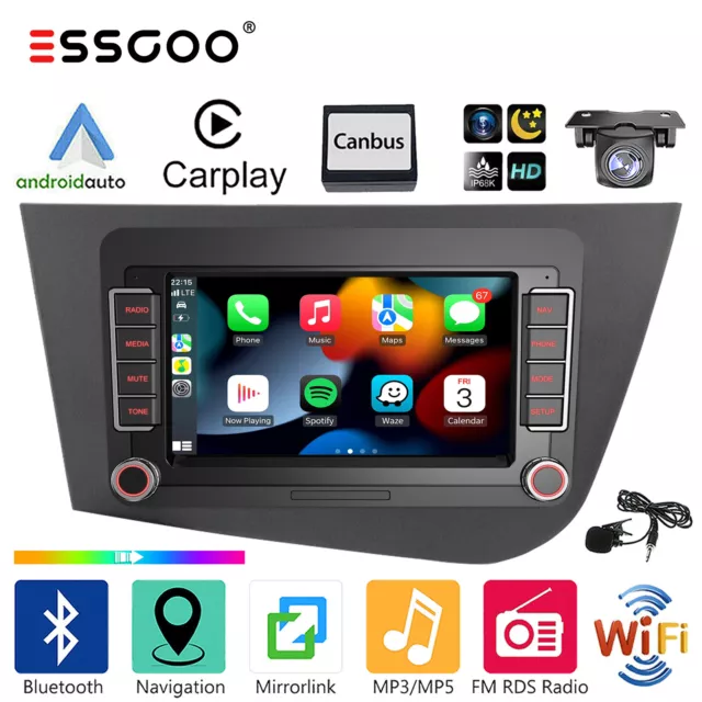 32G Android 13 Carplay Autoradio GPS Navi WIFI RDS Kam Für Seat Leon 1P1 2005-11