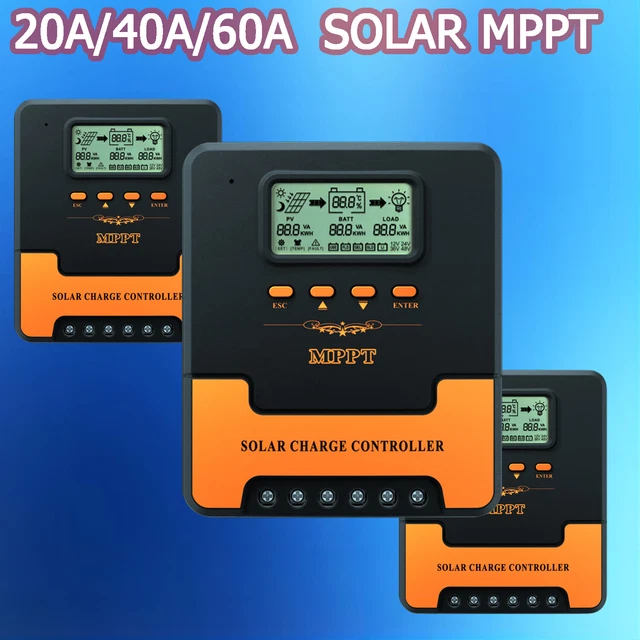 Regolatore di carica solare MPPT controllo intelligente auto 12/24V display LCD 20A/40A/60A