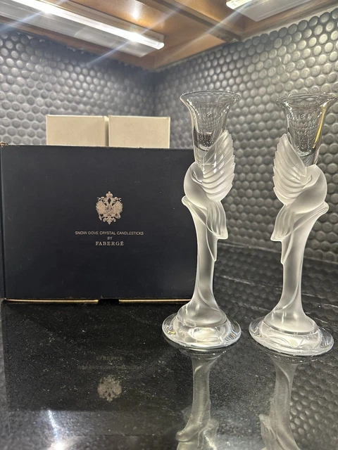 Faberge Candlesticks pair signed Igor Carl with original boxing Faberge Candlesticks pair signed Igor Carl with original boxing