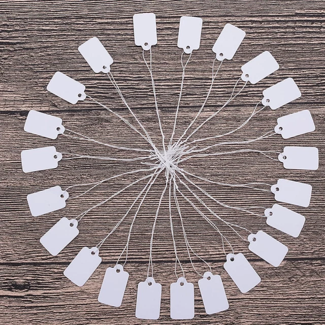 500 Étiquettes Prix Kraft Avec Ficelle - 25x15mm - Pour Bijoux, Vêtements, Boutique