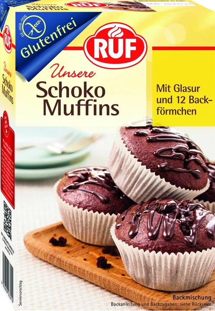 Muffin senza glutine RUF cioccolato smalto muffin stampi 8 x 350 g NUOVO MHD 30/05/2024