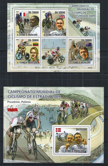 SAO TOME AND PRINCIPE 2009 SHEET BLOCK SET MiNr: 4078 - 82  POLAND ROAD CYCLING